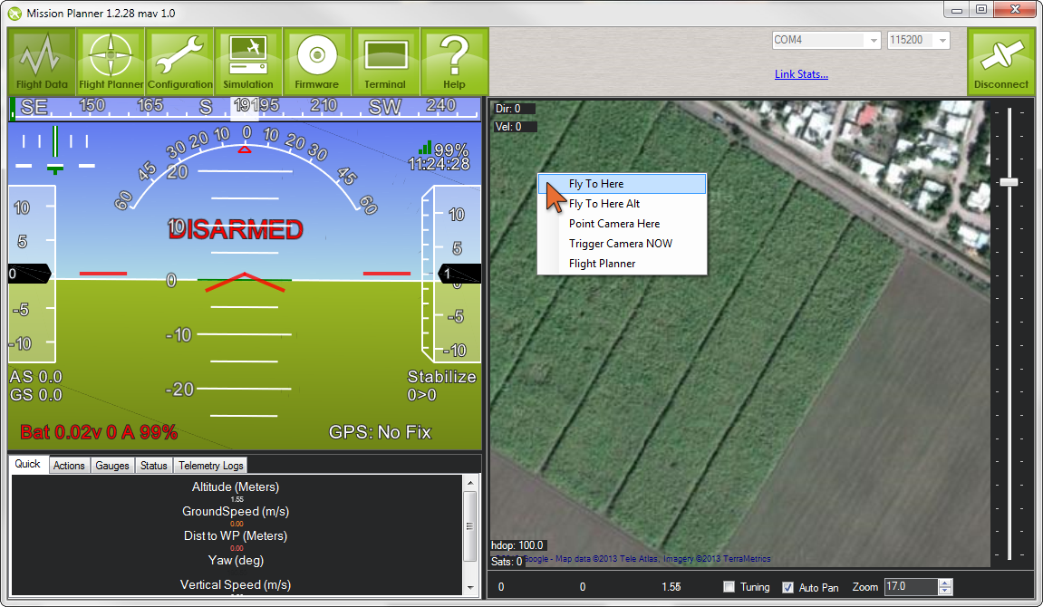 Mission Planner лети на точку (сюда) guided mode